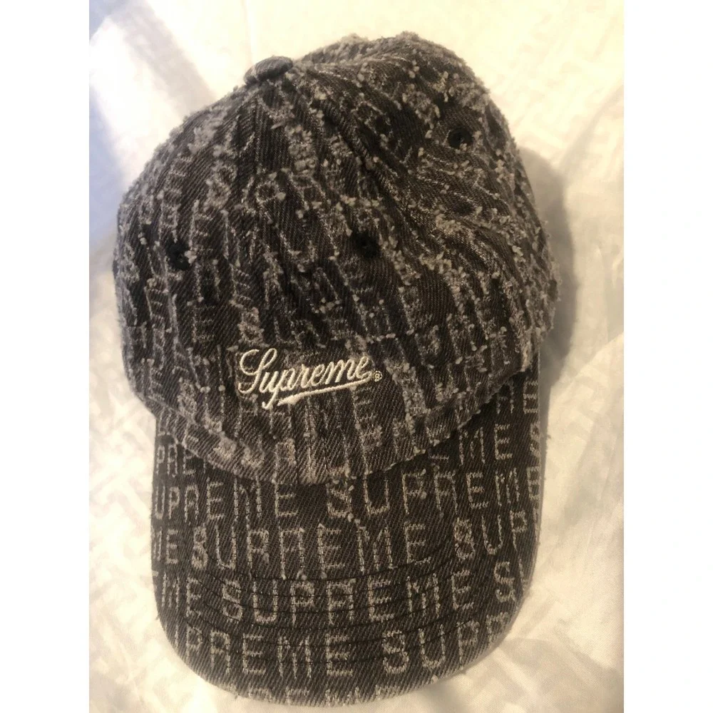 Supreme needle punch 6-Panel gray Hat Denim Cap